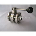 sanitary three-piece butterfly valve DIN/SMS